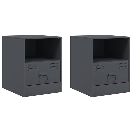 Bedside Cabinets 2 pcs Anthracite 34.5x39x44 cm Steel