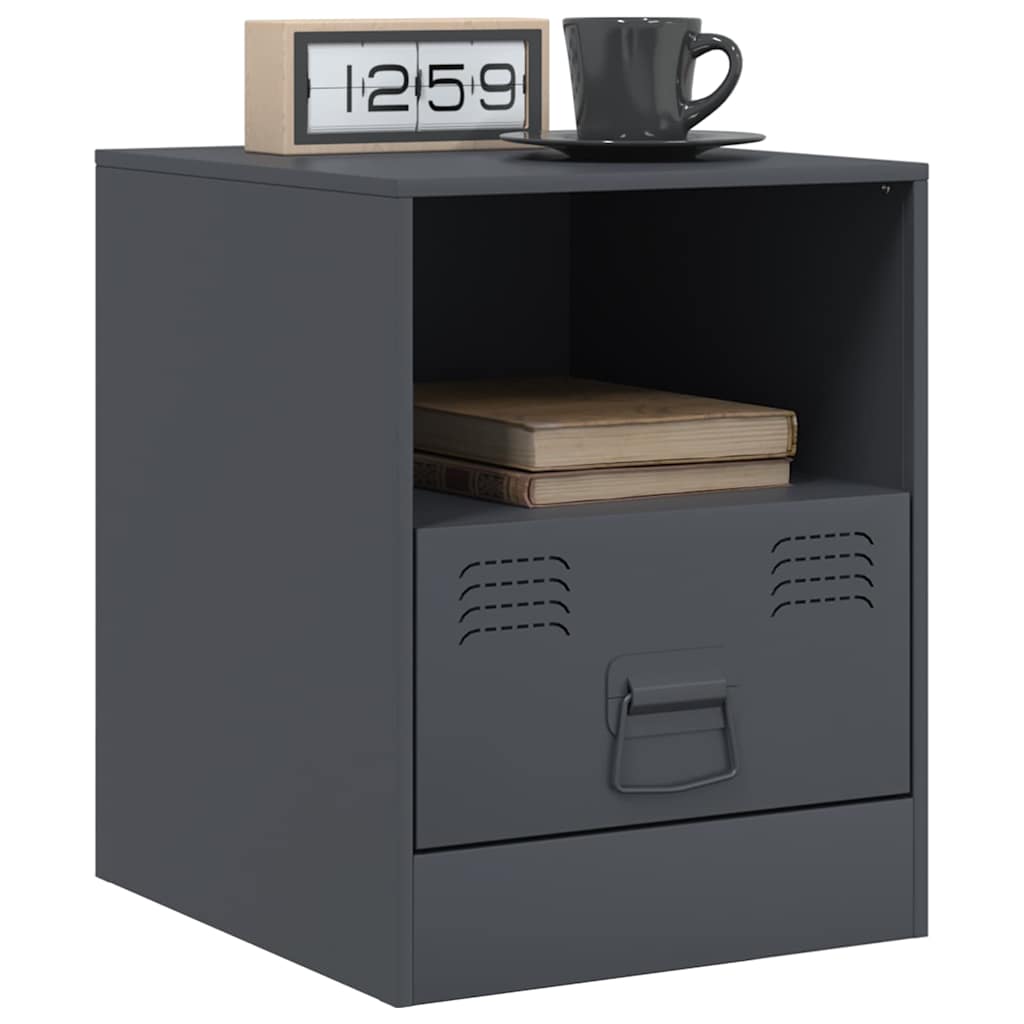 Bedside Cabinet | Set of 2 | Anthracite | Cold-rolled steel
