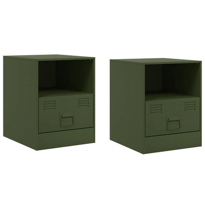 Bedside Cabinet | Set of 2 | Olive Green | Cold-rolled steel | Medium