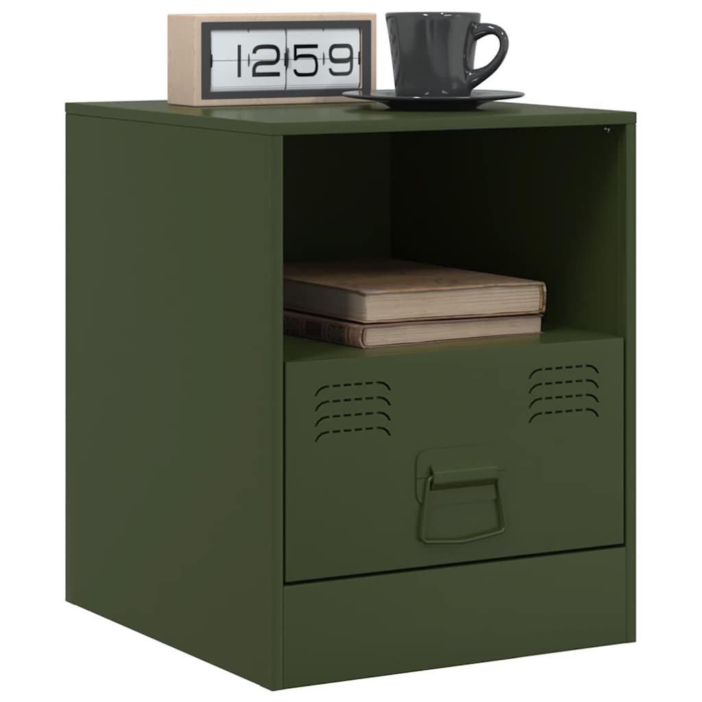 Bedside Cabinet | Set of 2 | Olive Green | Cold-rolled steel | Medium