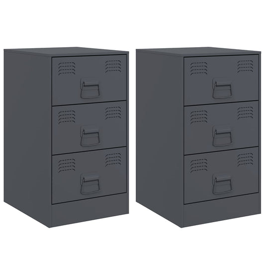 Bedside Cabinets 2 pcs Anthracite 34.5x39x62 cm Steel