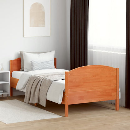 Bed Frame without Mattress Wax Brown 100x200 cm Solid Wood Pine