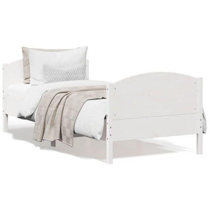 Bed Frame without Mattress White 90x200 cm Solid Wood Pine