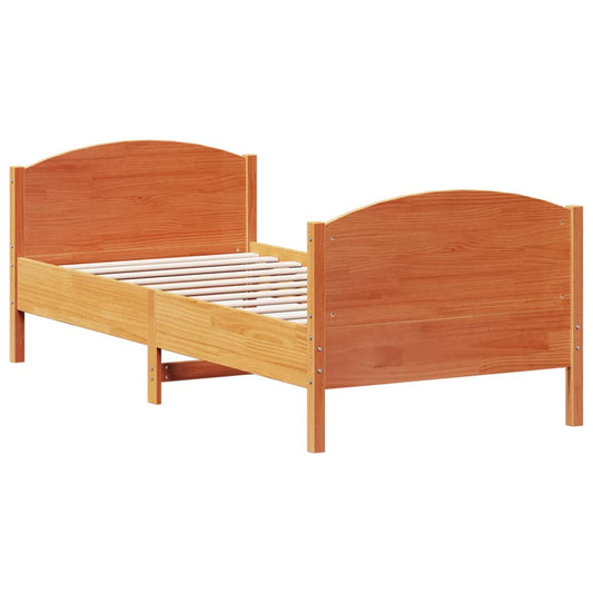 Bed Frame without Mattress Wax Brown 75x190 cm Small Single Solid Wood Pine