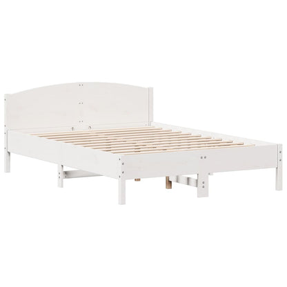 Bed Frame | White | Solid Pine Wood, Plywood | Double | Modern