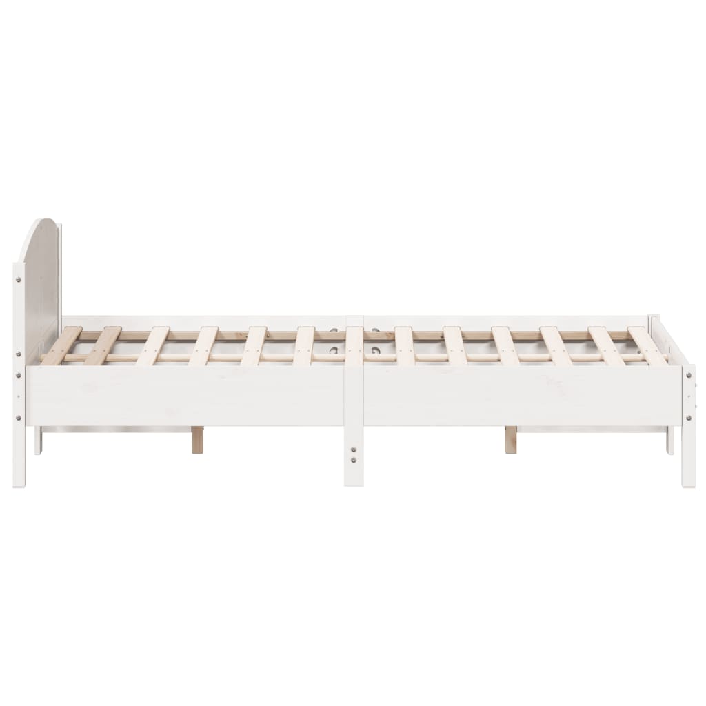 Bed Frame | White | Solid Pine Wood, Plywood | Double | Modern