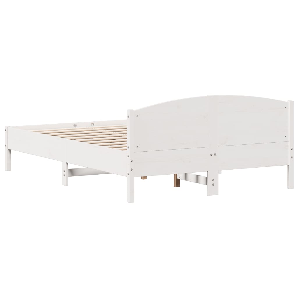 Bed Frame | White | Solid Pine Wood, Plywood | Double | Modern