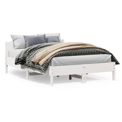 Bed Frame | White | Solid Pine Wood, Plywood | Double | Modern