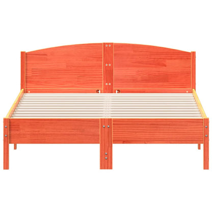 Bed Frame | Wax Brown | Solid Pine Wood, Plywood | 120x200 cm | Modern