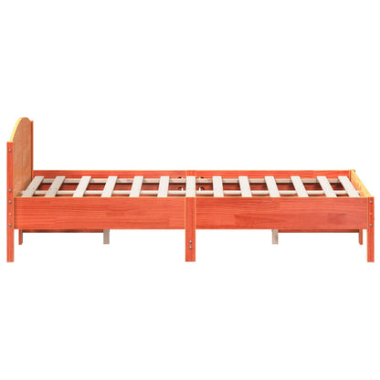 Bed Frame | Wax Brown | Solid Pine Wood, Plywood | 120x200 cm | Modern