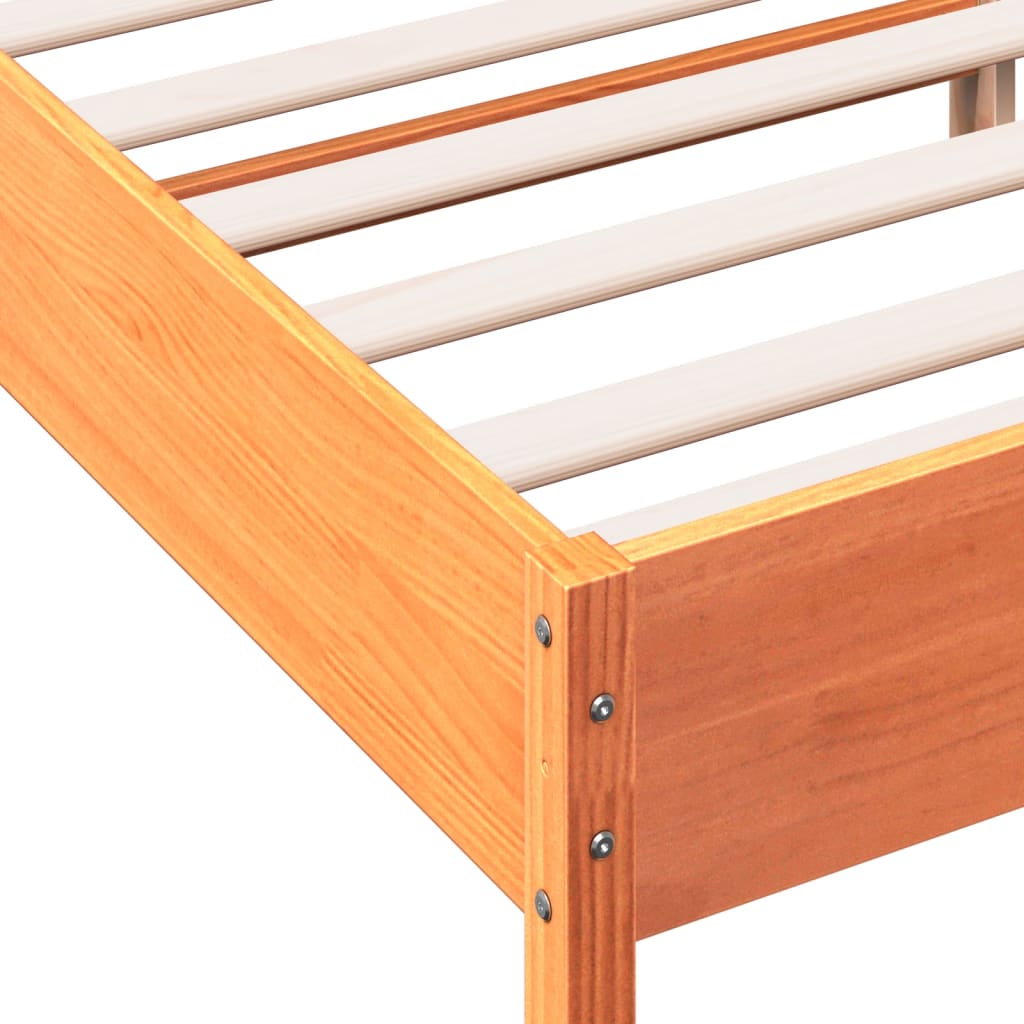 Bed Frame | Wax Brown | Solid Pine Wood, Plywood | 120x200 cm | Modern