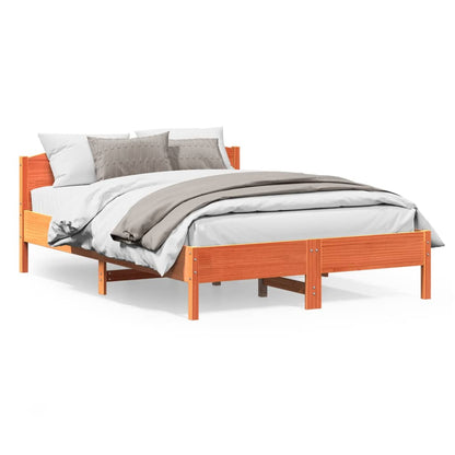 Bed Frame | Wax Brown | Solid Pine Wood, Plywood | 120x200 cm | Modern