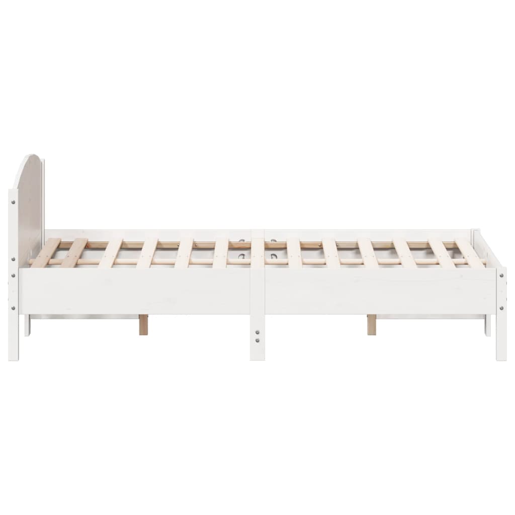Bed Frame | White | Solid Pine Wood, Plywood | Double | Durable