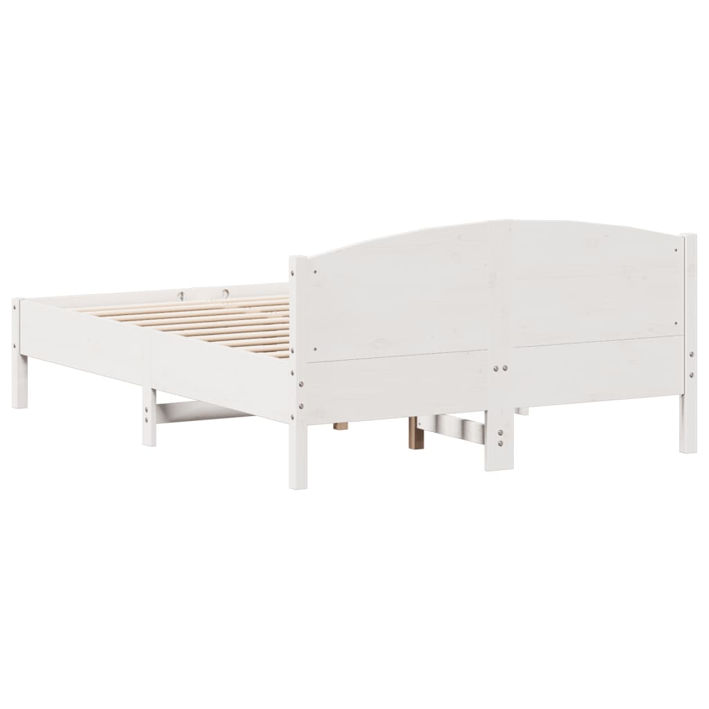 Bed Frame | White | Solid Pine Wood, Plywood | Double | Durable
