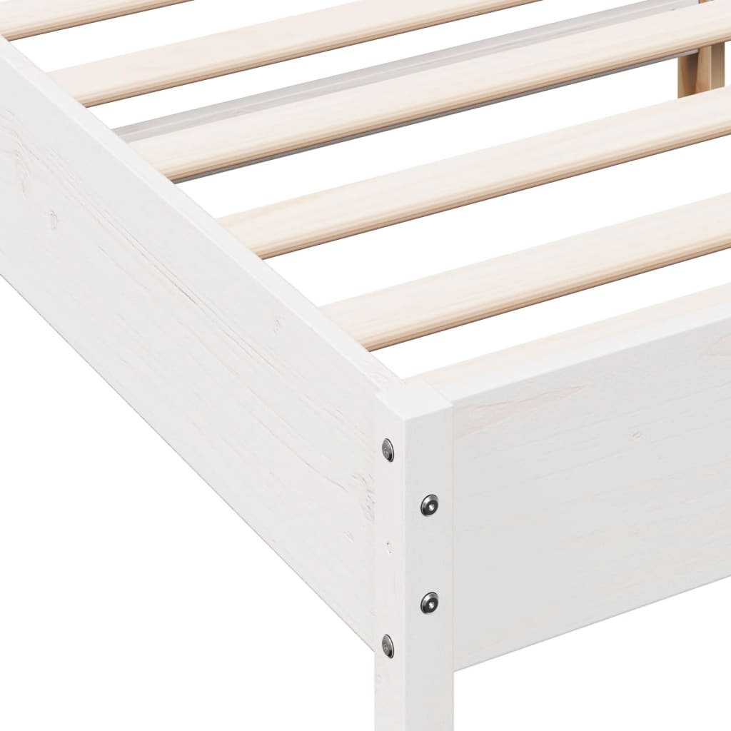 Bed Frame | White | Solid Pine Wood, Plywood | Double | Durable