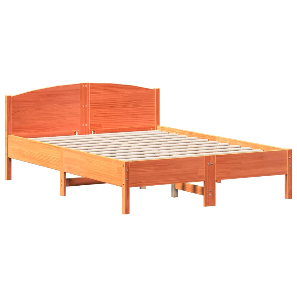 Bed Frame | Wax Brown | Solid Pine Wood | 135x190 cm Double