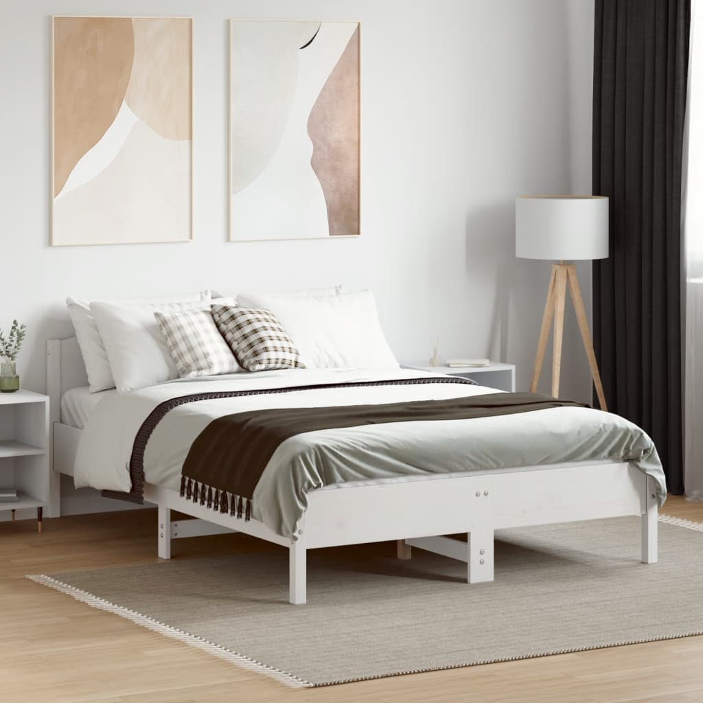 Bed Frame without Mattress White 120x190 cm Small Double Solid Wood Pine