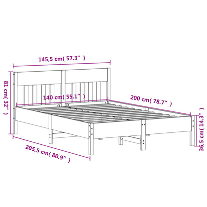 Bed Frame without Mattress White 140x200 cm Solid Wood Pine