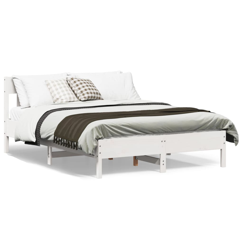 Bed Frame without Mattress White 140x200 cm Solid Wood Pine
