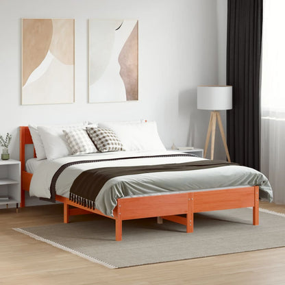 Bed Frame without Mattress Wax Brown 140x200 cm Solid Wood Pine
