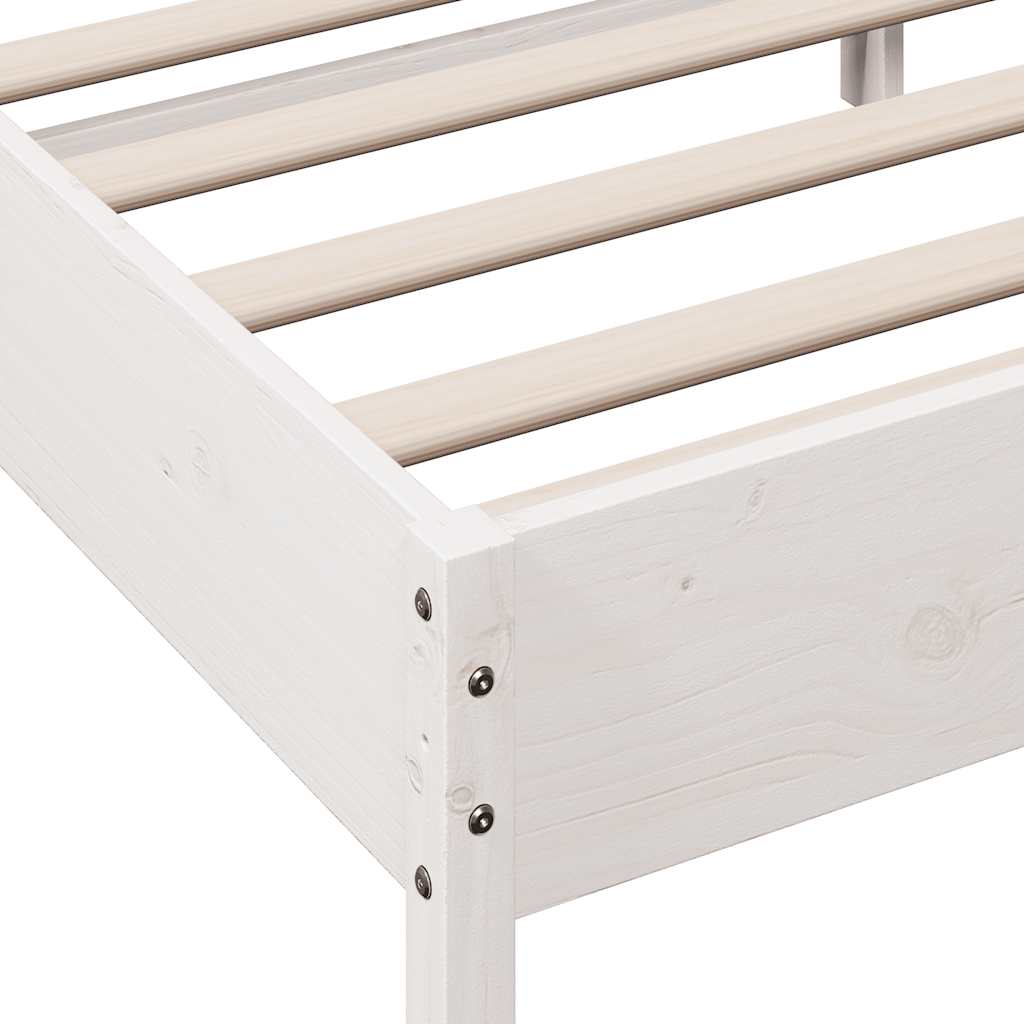 Bed Frame without Mattress White 120x200 cm Solid Wood Pine