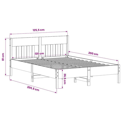 Bed Frame without Mattress White 120x200 cm Solid Wood Pine