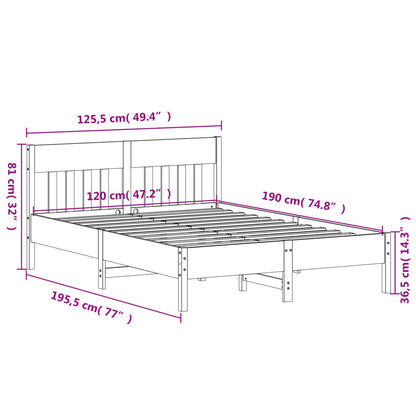 Bed Frame without Mattress White 120x190 cm Small Double Solid Wood Pine