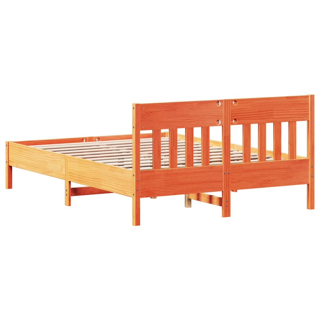 Bed Frame without Mattress Wax Brown 120x190 cm Small Double Solid Wood Pine