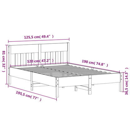 Bed Frame without Mattress Wax Brown 120x190 cm Small Double Solid Wood Pine