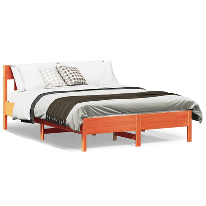 Bed Frame without Mattress Wax Brown 120x190 cm Small Double Solid Wood Pine