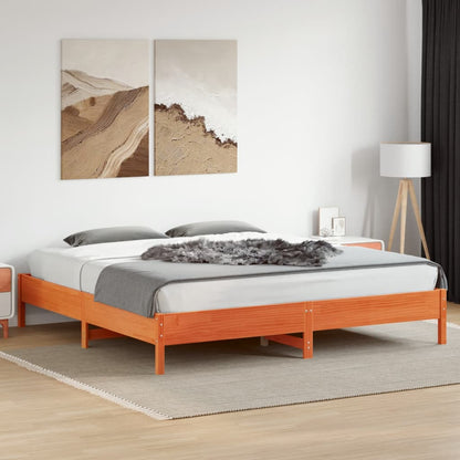 Bed Frame | Wax brown | Solid pine wood, Plywood slats | Double | Durable