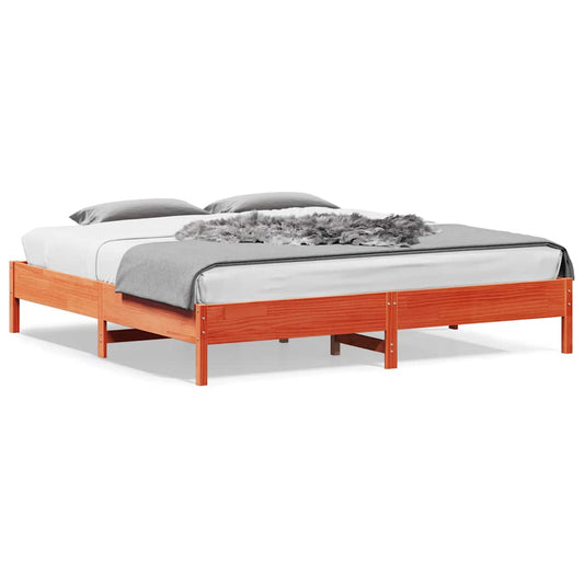 Bed Frame without Mattress Wax Brown 200x200 cm Solid Wood Pine