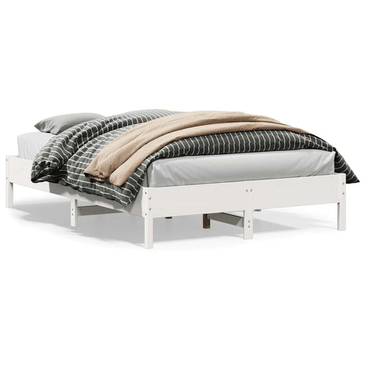 Bed Frame without Mattress White 150x200 cm King Size Solid Wood Pine
