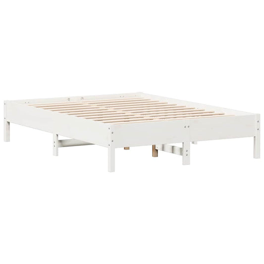Bed Frame | White | Solid pine wood, Plywood | 140x190 cm | Modern