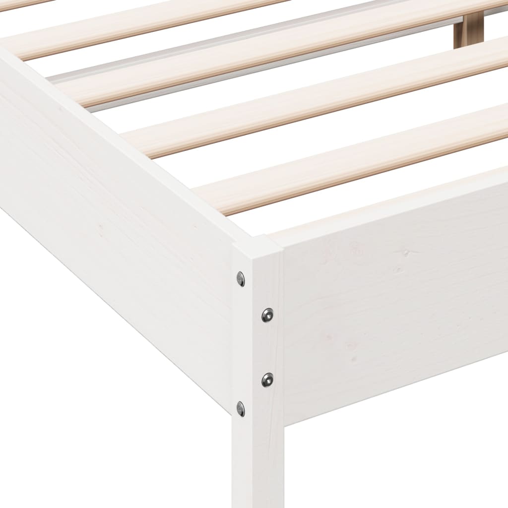 Bed Frame | White | Solid pine wood, Plywood | 140x190 cm | Modern
