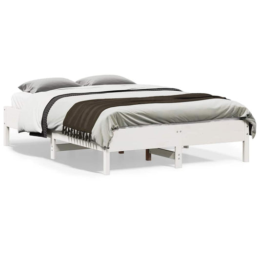 Bed Frame | White | Solid pine wood, Plywood | 140x190 cm | Modern
