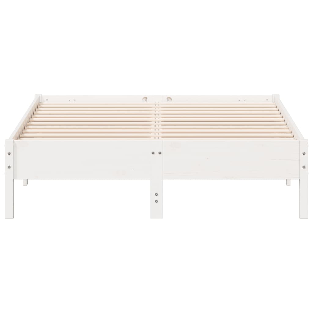 Bed Frame | White | Solid Pine Wood, Plywood | Double | Durable