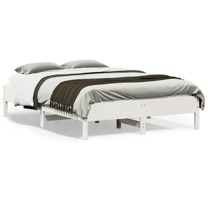 Bed Frame | White | Solid Pine Wood, Plywood | Double | Durable