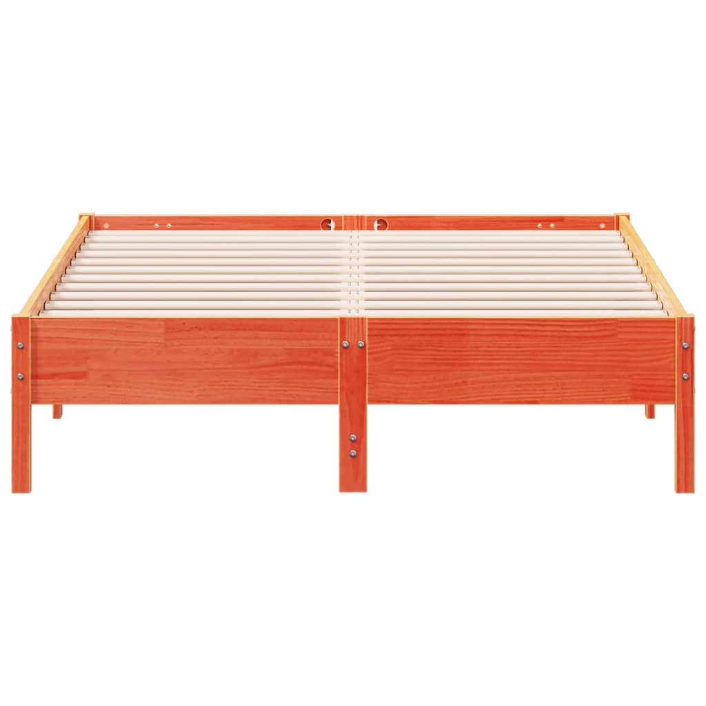 Bed Frame without Mattress Wax Brown 135x190 cm Double Solid Wood Pine