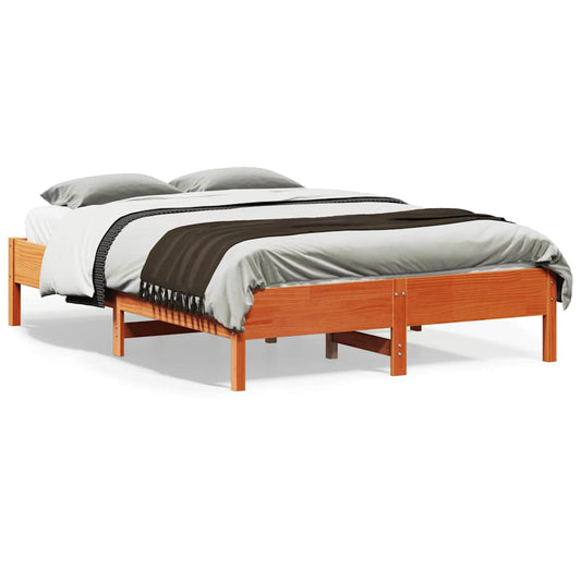 Bed Frame without Mattress Wax Brown 135x190 cm Double Solid Wood Pine