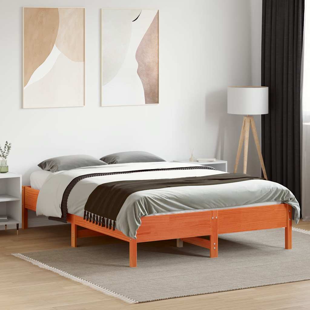 Bed Frame | Wax brown | Solid pine wood, Plywood | Small Double | Modern