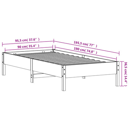 Bed Frame | White | Solid pine wood | Single | Modern | Bed Frame