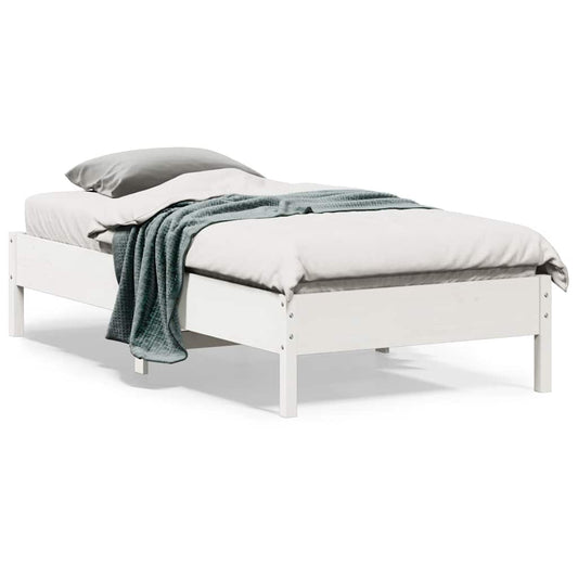 Bed Frame without Mattress White 90x190 cm Single Solid Wood Pine