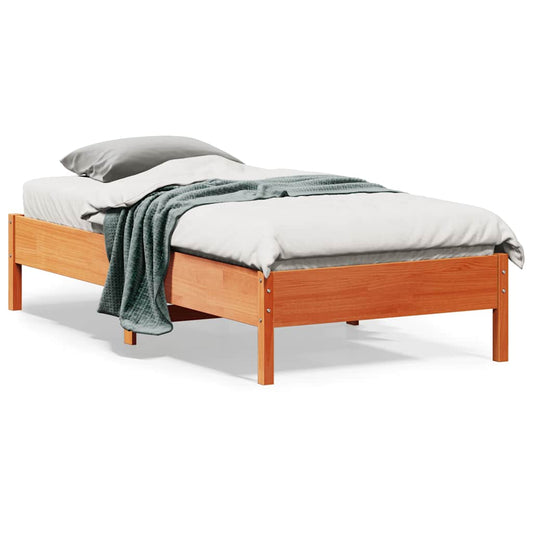 Bed Frame without Mattress Wax Brown 90x190 cm Single Solid Wood Pine