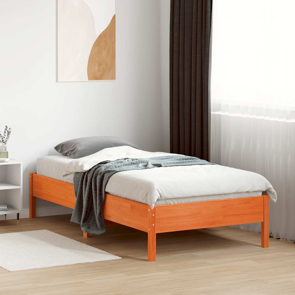 Bed Frame | Wax brown | Solid pine wood | Small Single | Durable
