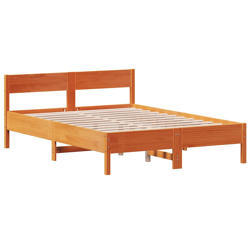 Bed Frame without Mattress Wax Brown 160x200 cm Solid Wood Pine