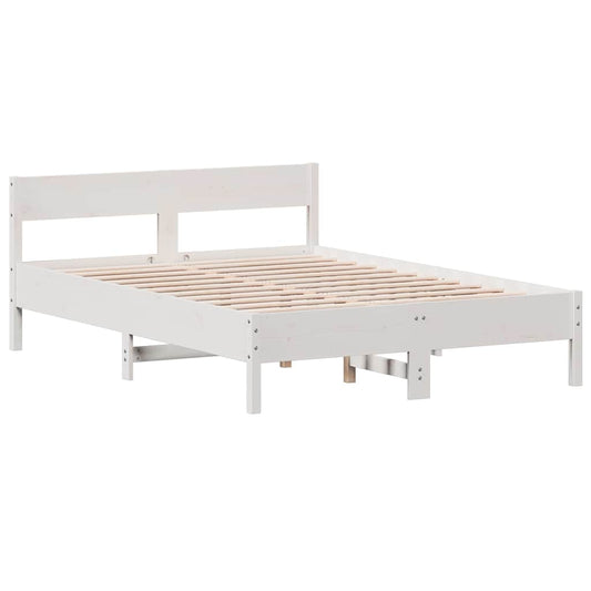 Bed Frame without Mattress White 150x200 cm King Size Solid Wood Pine