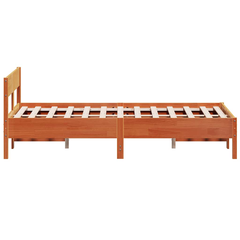 Bed Frame without Mattress Wax Brown 150x200 cm King Size Solid Wood Pine