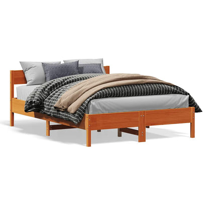 Bed Frame without Mattress Wax Brown 150x200 cm King Size Solid Wood Pine