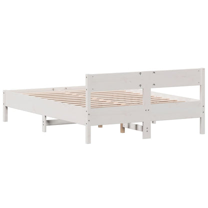 Bed Frame without Mattress White 135x190 cm Double Solid Wood Pine